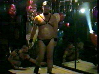 Lou during the "Jockstrap" segment of the 1997 Mr. Northeast PA Leather Contest